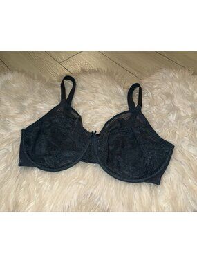 HSIA Lace Minimizer Bra Unlined Unpadded Sheer Underwire Womens 36DDD Blue Green